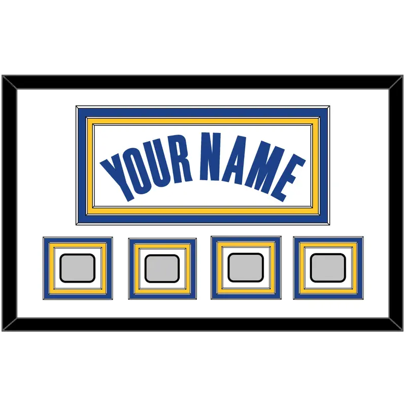 Golden State Name & 4 Finals Patches - White Association - Triple Mat 1