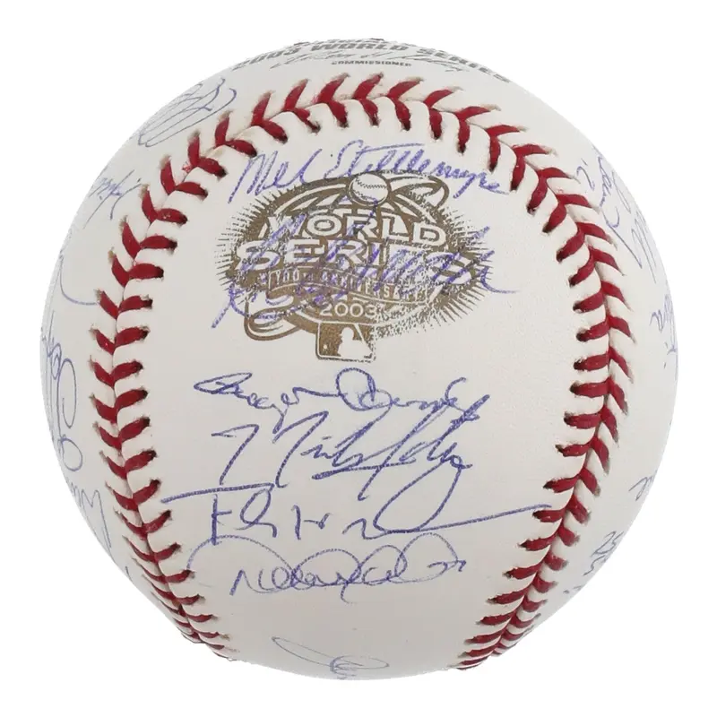 2003 New York Yankees Team Signed World Series Baseball Derek Jeter MLB Hologram