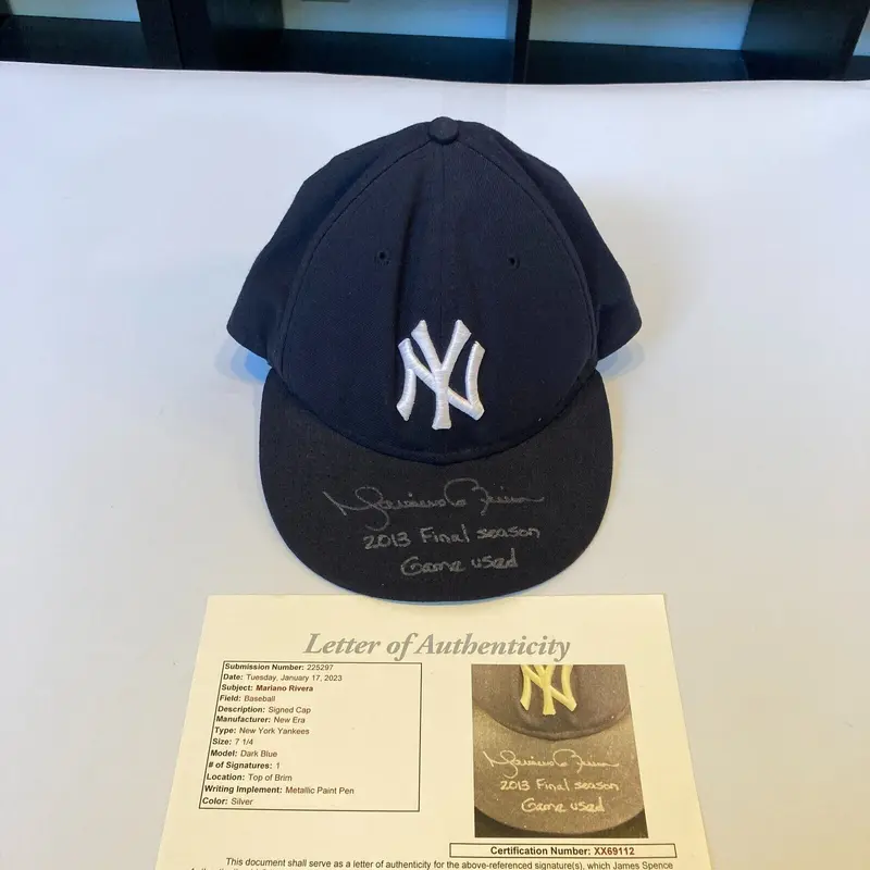 Mariano Rivera 2013 Final Season Signed Game Used New York Yankees Hat JSA COA