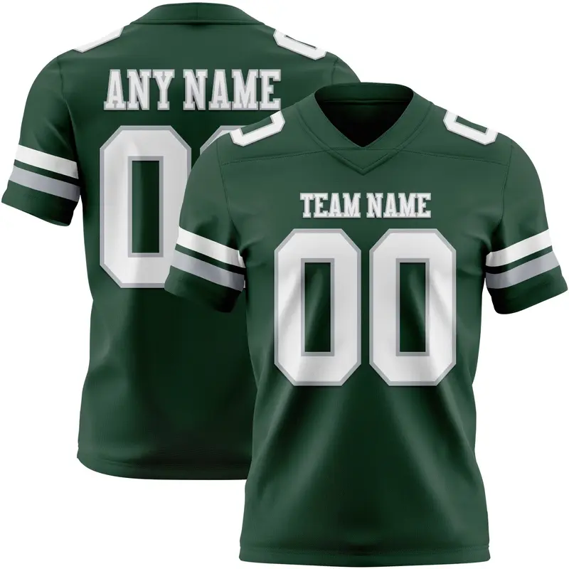 Custom Green White-Gray Mesh Authentic Football Jersey