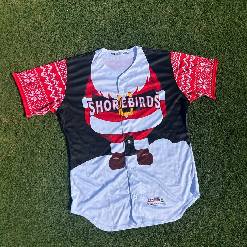 Delmarva Shorebirds Evoshield 2025 On-Field Christmas in July Jerseys