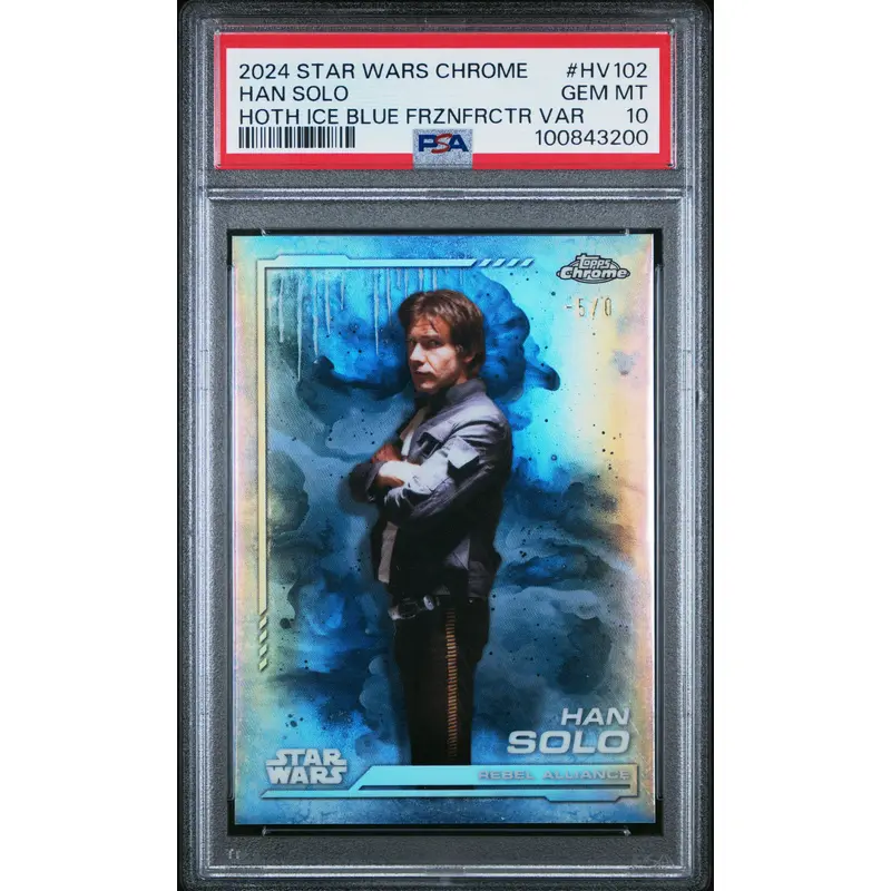 Han Solo 2024 Topps Star Wars Chrome Frozenfractor #-5/0 PSA 10 Gem Mint