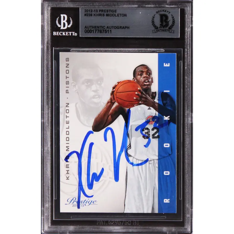 Pistons Khris Middleton Authentic Signed 2012 Prestige #239 Rookie Card BAS Slab