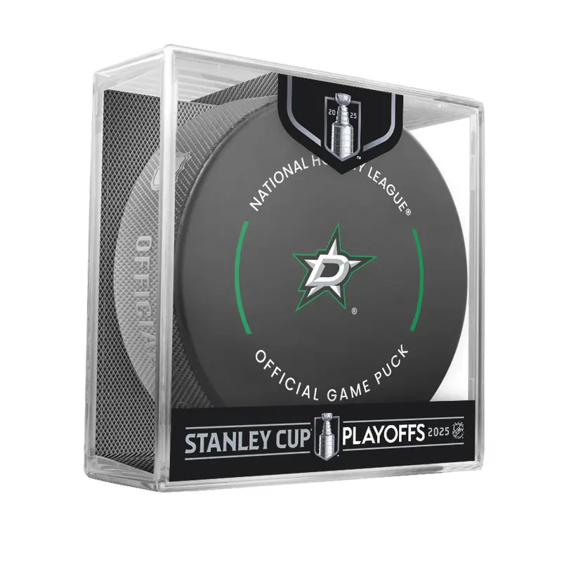 NHL Dallas Stars 2025 Official Playoffs Game Hockey Puck Design In Cube