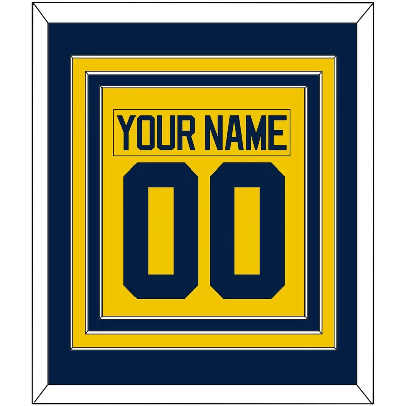 Michigan Hockey Nameplate & Number (Back) Combined - Alternate Maize - Triple Mat 2