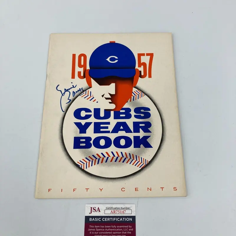 Ernie Banks Signed 1957 Chicago Cubs Yearbook JSA COA