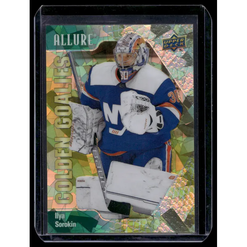 2023-24 Upper Deck Allure - Golden Goalies - Green - Ilya Sorokin #GG-5 /249