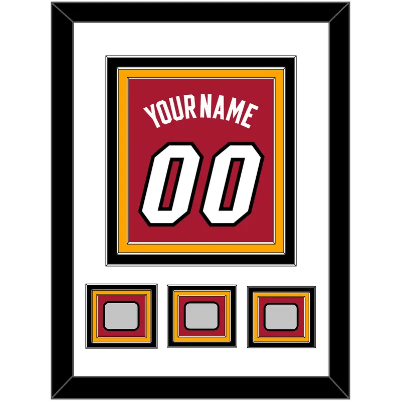 Miami Name & Number With 3 Finals Patches - Alternate Red (2001-2008) - Triple Mat 1
