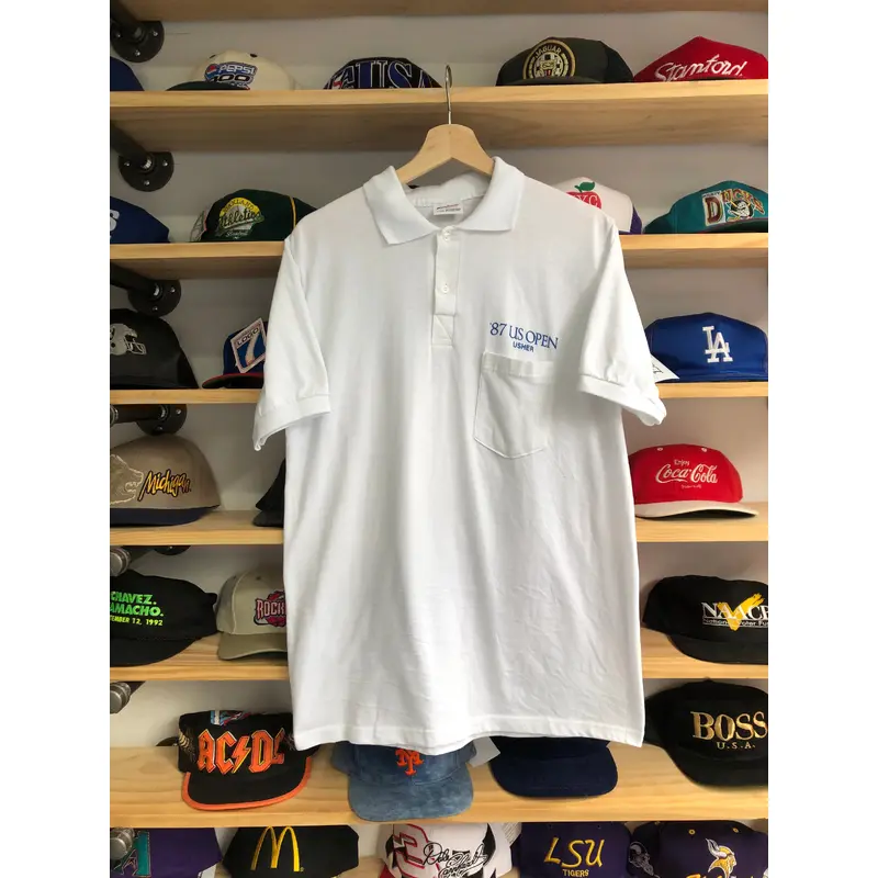 Vintage 1987 US Open Usher Polo Shirt Size Large