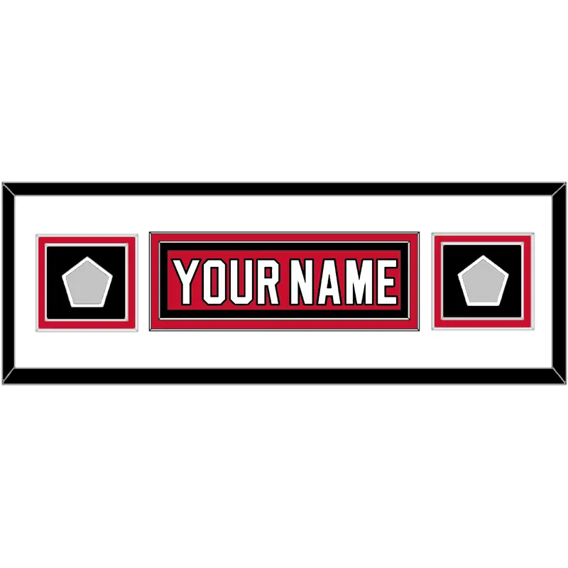 New Jersey Nameplate & 2 Stanley Cup Finals Patches - Road Red (1992-2007) - Double Mat 2