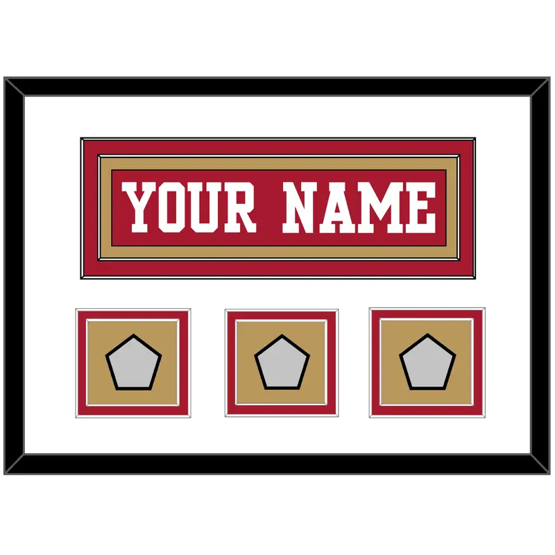 San Francisco Nameplate & 3 Super Bowl Patches - Home Red - Double Mat 1