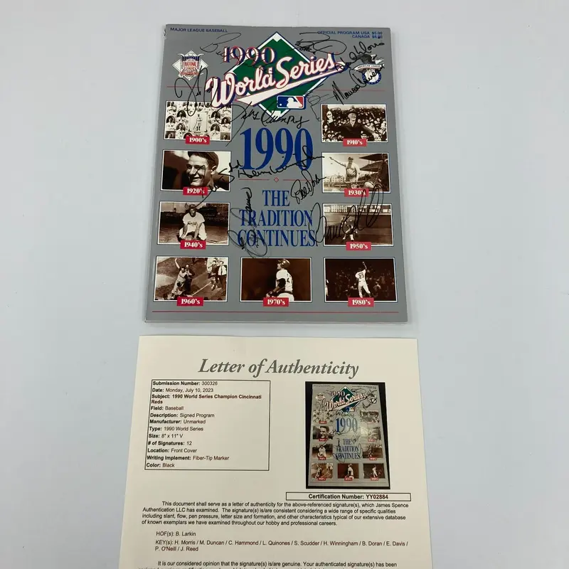 1990 Cincinnati Reds World Series Champs Team Signed W.S. Program JSA COA