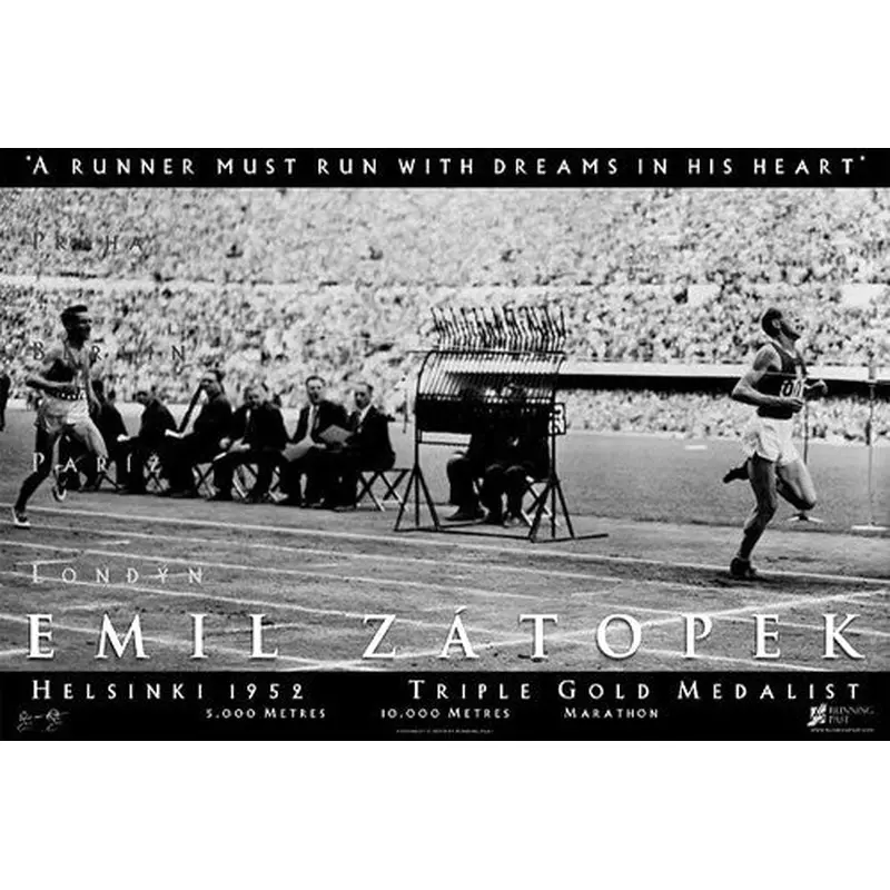 Emil Zatopek "Dream" (1952 Olympics) Classic Running Poster - Running Past