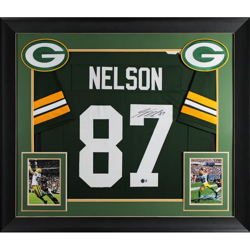 Jordy Nelson Authentic Signed Green Pro Style Framed Jersey BAS Witnessed