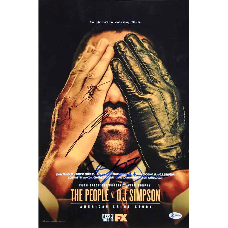 The People V. O.J. Simpson (3) Travolta Signed 12x18 Mini Movie Poster BAS