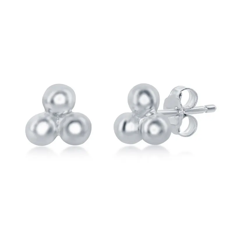 Sterling Silver Triple Bead Earrings