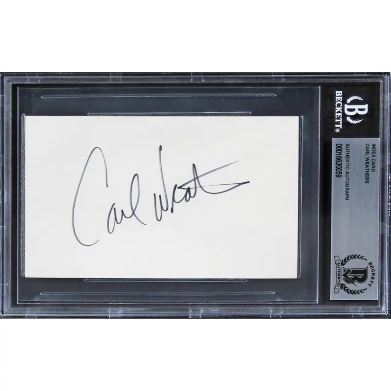 Carl Weathers Predator Authentic Signed 3x5 Index Card Autographed BAS Slabbed 1
