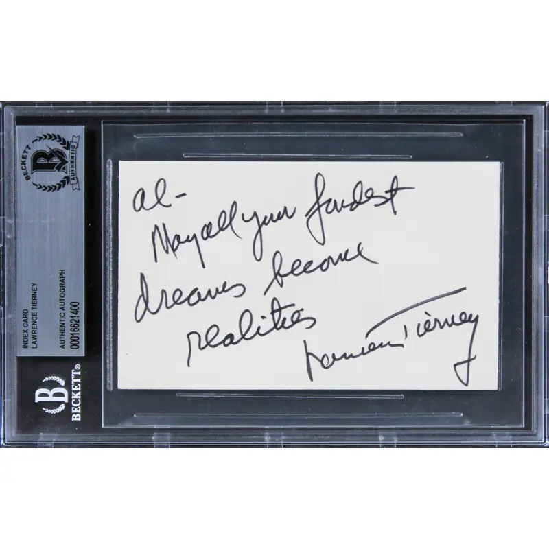 Lawrence Tierney Reservoir Dog "dreams " Signed 3x5 Index Card BAS Slabbed