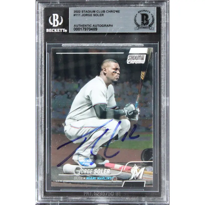 Marlins Jorge Soler Signed 2022 Stadium Club Chrome #111 Card BAS Slabbed