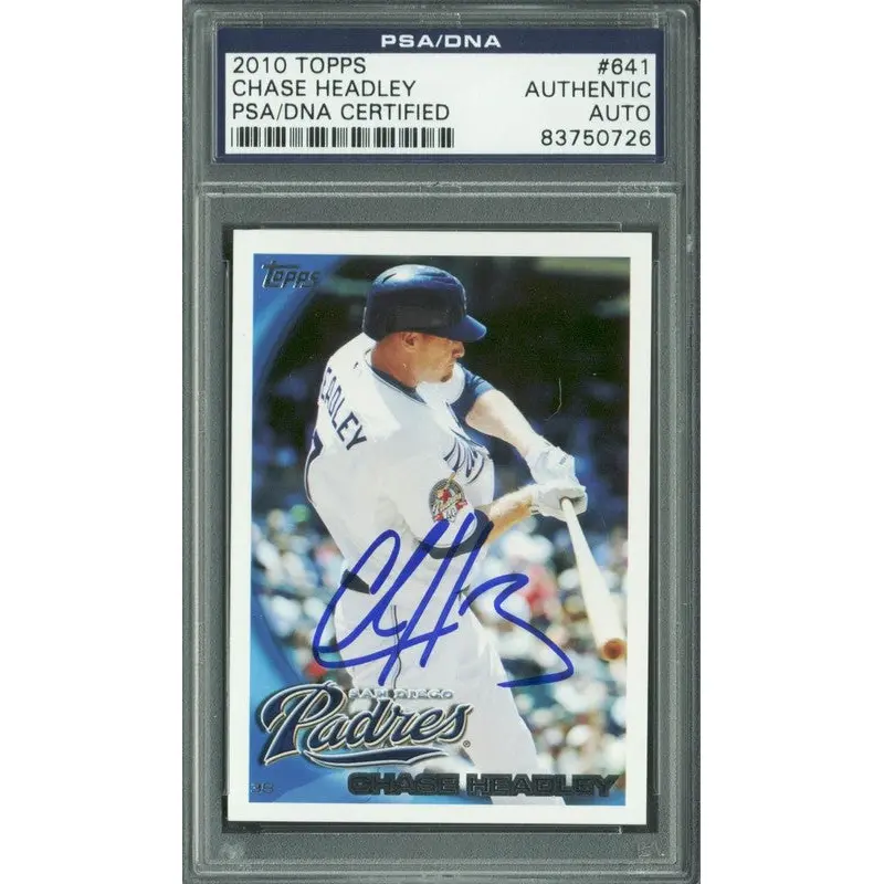 Padres Chase Headley Authentic Signed Card 2010 Topps #641 PSA/DNA Slabbed