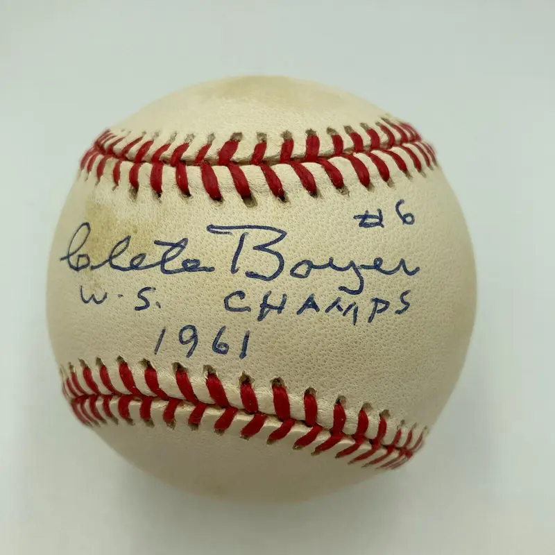 Clete Boyer 1961 W.S. Champs Team Signed American League Baseball JSA COA