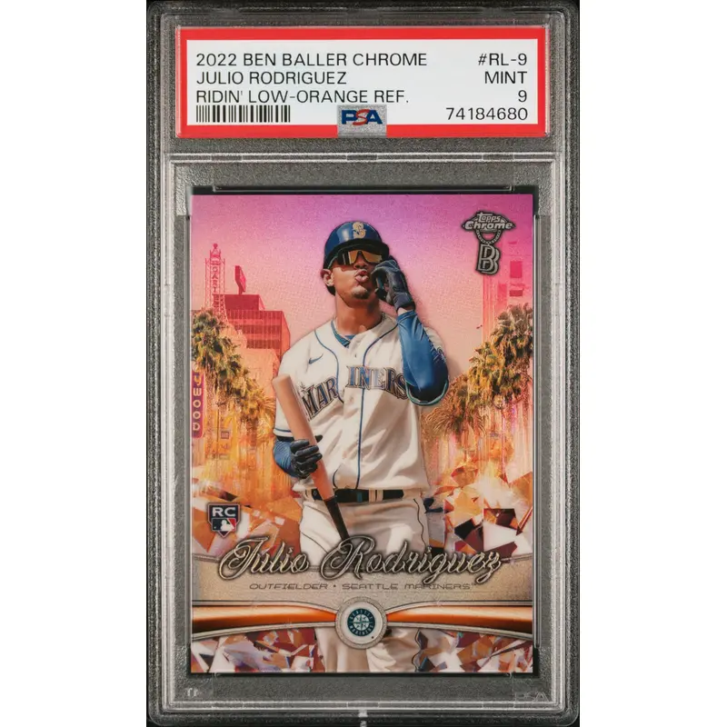 Julio Rodriguez 2022 Ben Baller Ridin Low Orange Refractor #2/25 PSA 9 Mint