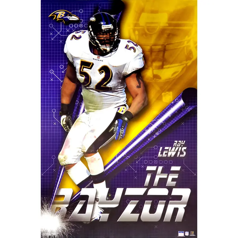 Ray Lewis "The Rayzor" Baltimore Ravens NFL Football Action Poster - Starline 2001