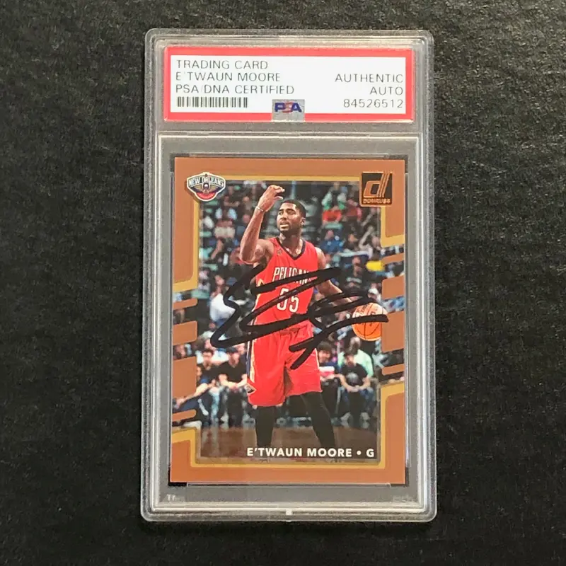 2017-18 Donruss #95 E'Twaun Moore Signed Card AUTO PSA Slabbed Pelicans