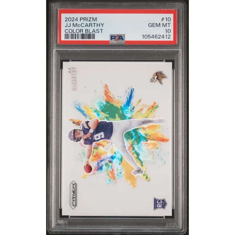 JJ McCarthy 2024 Panini Prizm Color Blast PSA 10 Gem Mint
