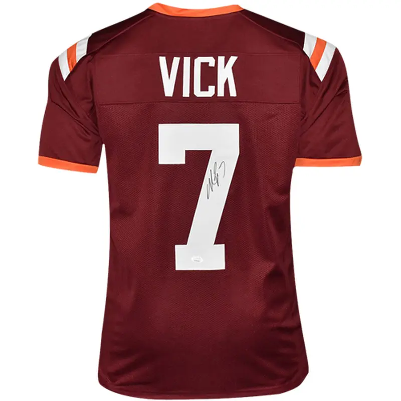 Michael Vick Autographed Virginia Tech (Maroon #7) Custom Jersey - JSA