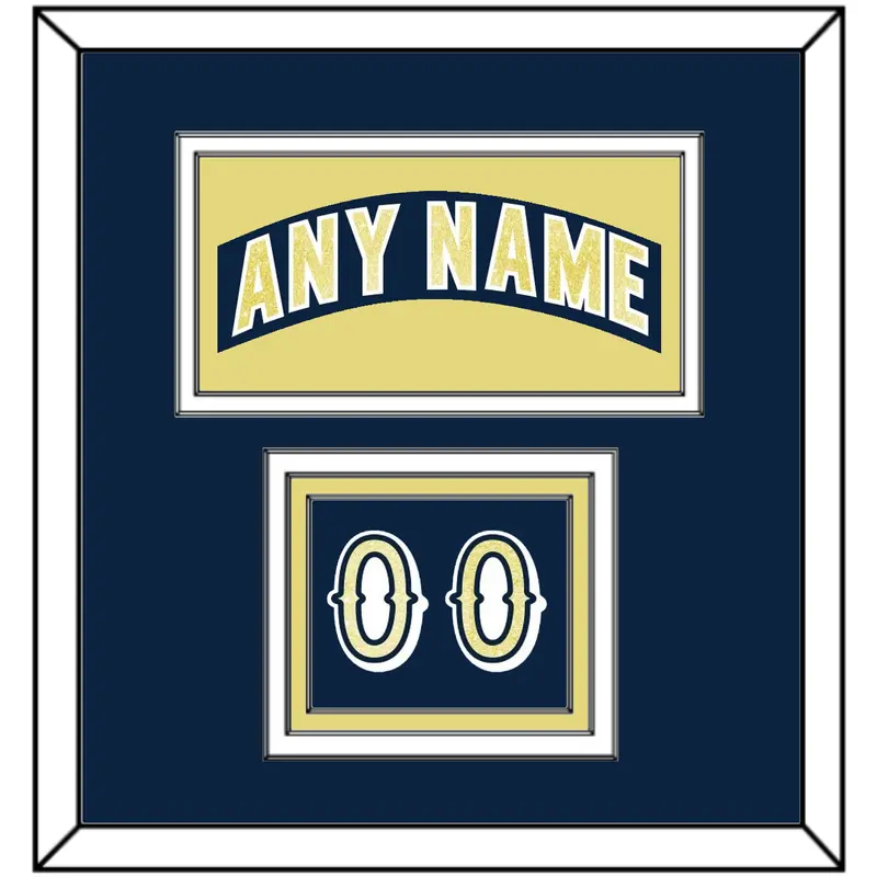 Notre Dame Hockey Nameplate & Number (Shoulder) - Road Blue - Triple Mat 2