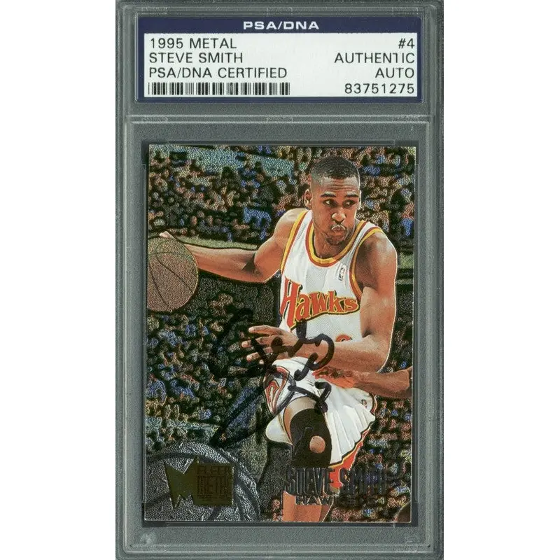 Heat Steve Smith Authentic Signed Card 1995 Metal #4 PSA/DNA Slabbed