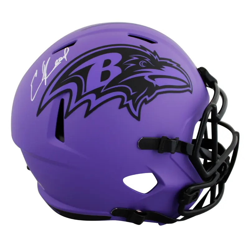 Ravens Ed Reed Signed Rave Full Size Speed Rep Helmet W/ Case BAS Witnessed