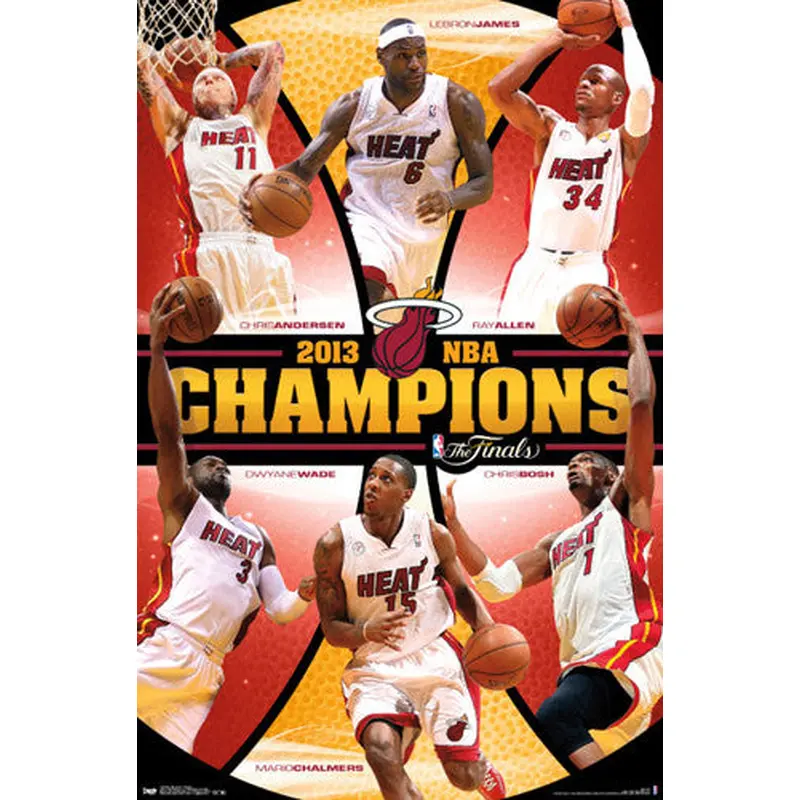 Miami Heat 2013 NBA Champions Official 6-Player Commemorative Poster - Costacos