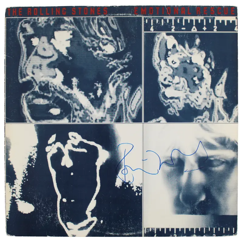 Ronnie Wood The Rolling Stones Signed Emotional Rescue Album Cover BAS #BG82244