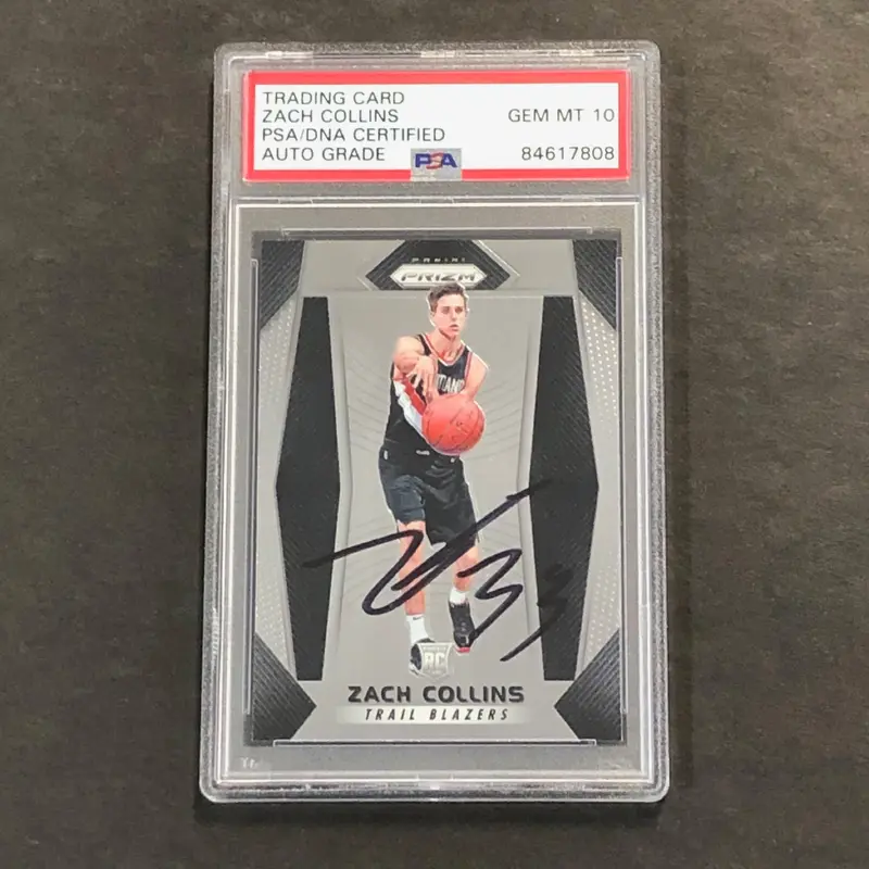 2017-18 Panini Prizm #144 ZACH COLLINS Signed Card AUTO 10 PSA Slabbed RC Blazers