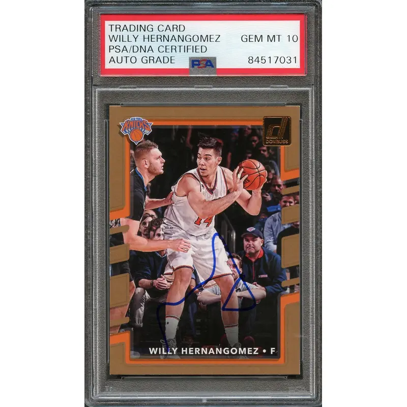 2017 Donruss #99 Willy Hernangomez Signed Card AUTO 10 PSA Slabbed Knicks