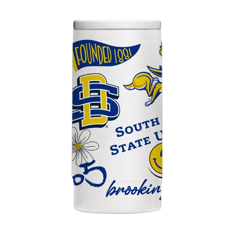 South Dakota State 12oz Native Powdercoat SlimCan Coolie