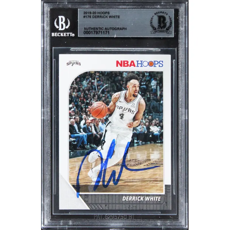 Spurs Derrick White Authentic Signed 2019 Hoops #176 Card BAS Slabbed