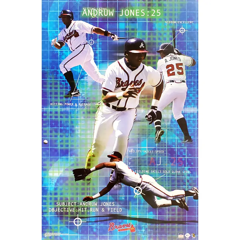 Andruw Jones "Five-Tool Superstar" Atlanta Braves MLB Action Poster - Starline 2003