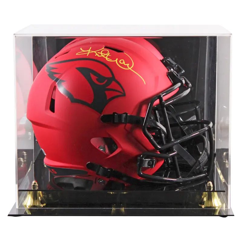 Cardinals Kurt Warner Signed Rave Full Size Speed Rep Helmet W/ Case BAS Witness