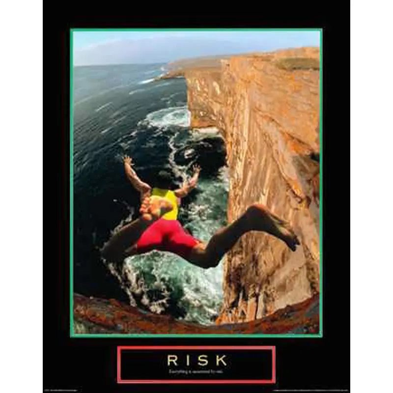 Cliff Diving "Risk" Motivational Inspirational Poster Print - Front Line