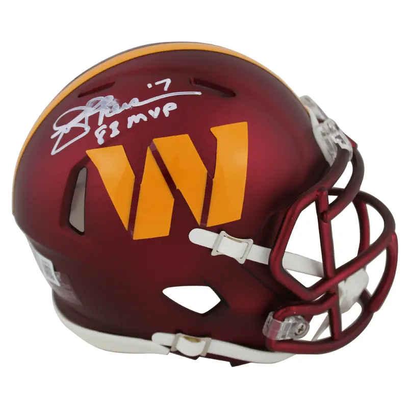 Commanders Joe Theismann "83 MVP" Signed Speed Mini Helmet BAS Witness #W448732