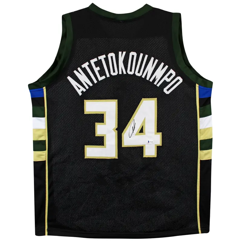 Giannis Antetokounmpo Authentic Signed Black Pro Style Jersey BAS #WF24895