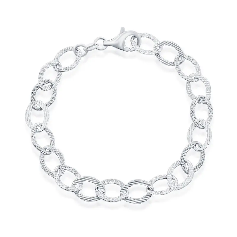 Sterling Silver Designed Chain Linked Braclet