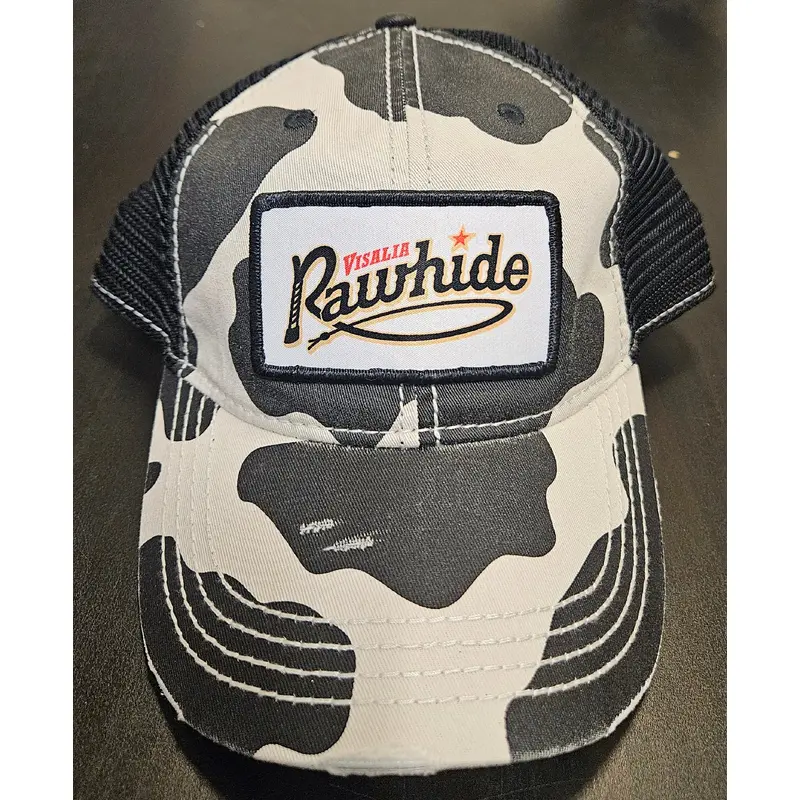 Cow Print Rawhide Patch Hat