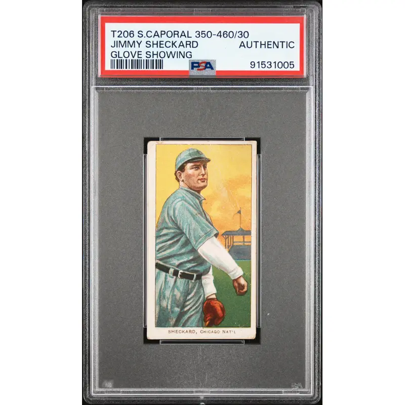 Jimmy Sheckard Glove Showing 1909-11 T206 Sweet Caporal 350-460/30 PSA Auth