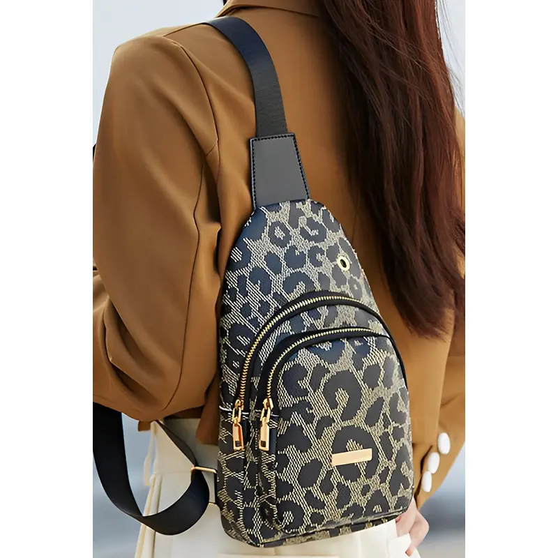 Leopard Print PU Sling Bag