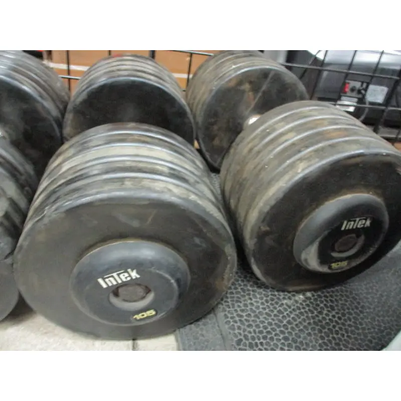 Used Intek 105 LB Rubber Dumbbell - PAIR