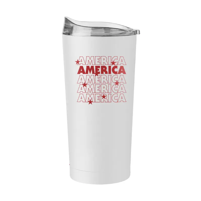 4th of July 20oz White America Repeating Powder Coat Tumbler